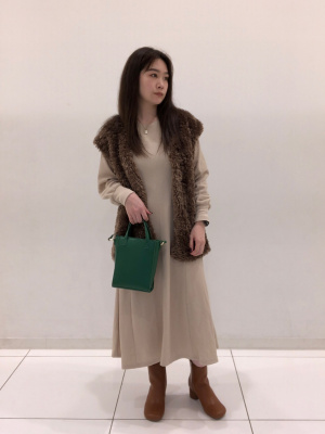 あさん専用 GU公式 | ワッフルバックヘンリーネックフレアワンピース(長袖)