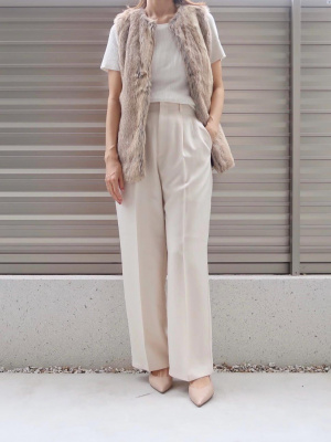 GU公式 | ハイウエストカラーストレートスラックス(丈標準69～73cm)