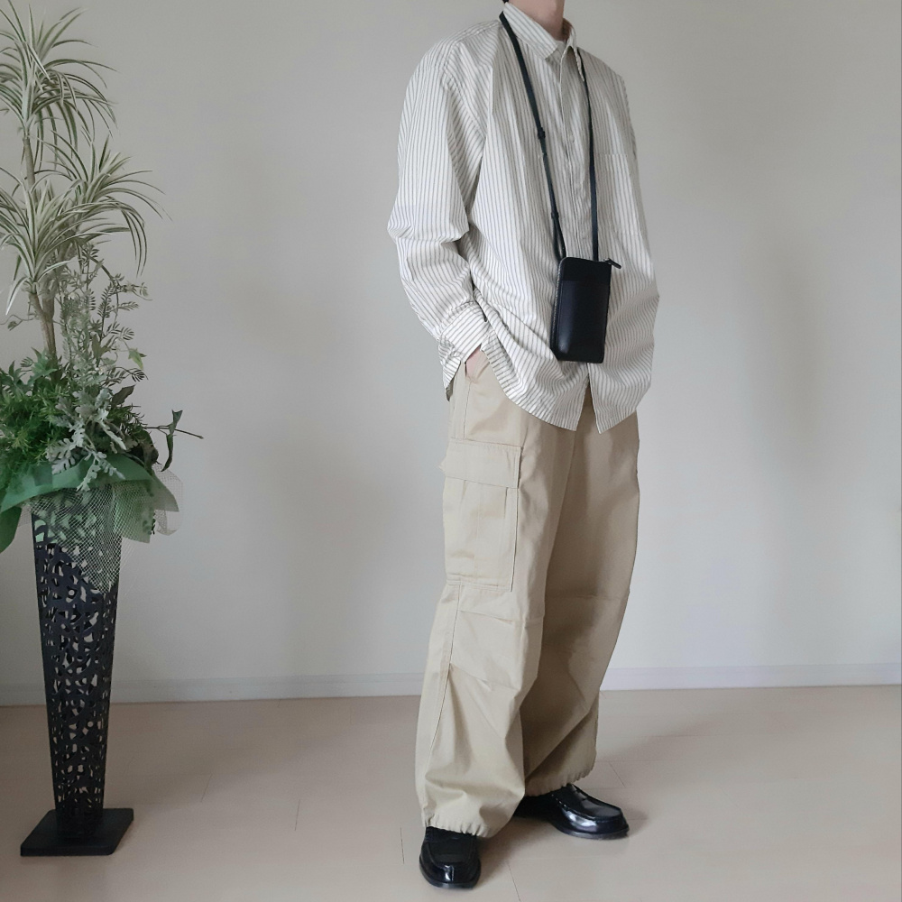 スーパーワイドカーゴパンツ、ボリュームソールコートスニーカー
