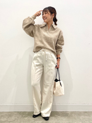 GU公式 | ブラッシュドリブビッグカラープルオーバー(長袖