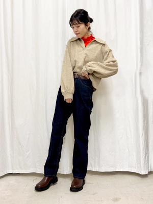 まっちゃんリクエスト商品 GU公式 | ブラッシュドリブビッグカラープルオーバー(長袖