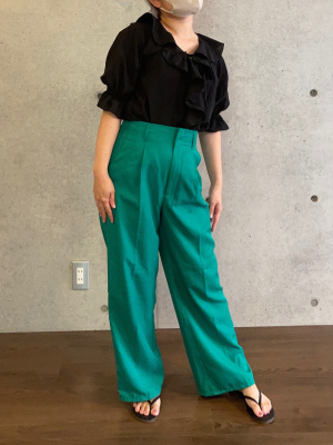 BOTTEGA VENETA 21SS ラッフルカラー Vネックブラウス 42 GU公式 | ラッフルVネックブラウス(5分袖)(レディース)