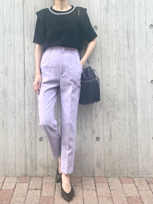 ハイウエスト テーパードレッグ パンツ ☆ SALE♪ She's Closet パンツ センタープレスタック入りハイウエスト