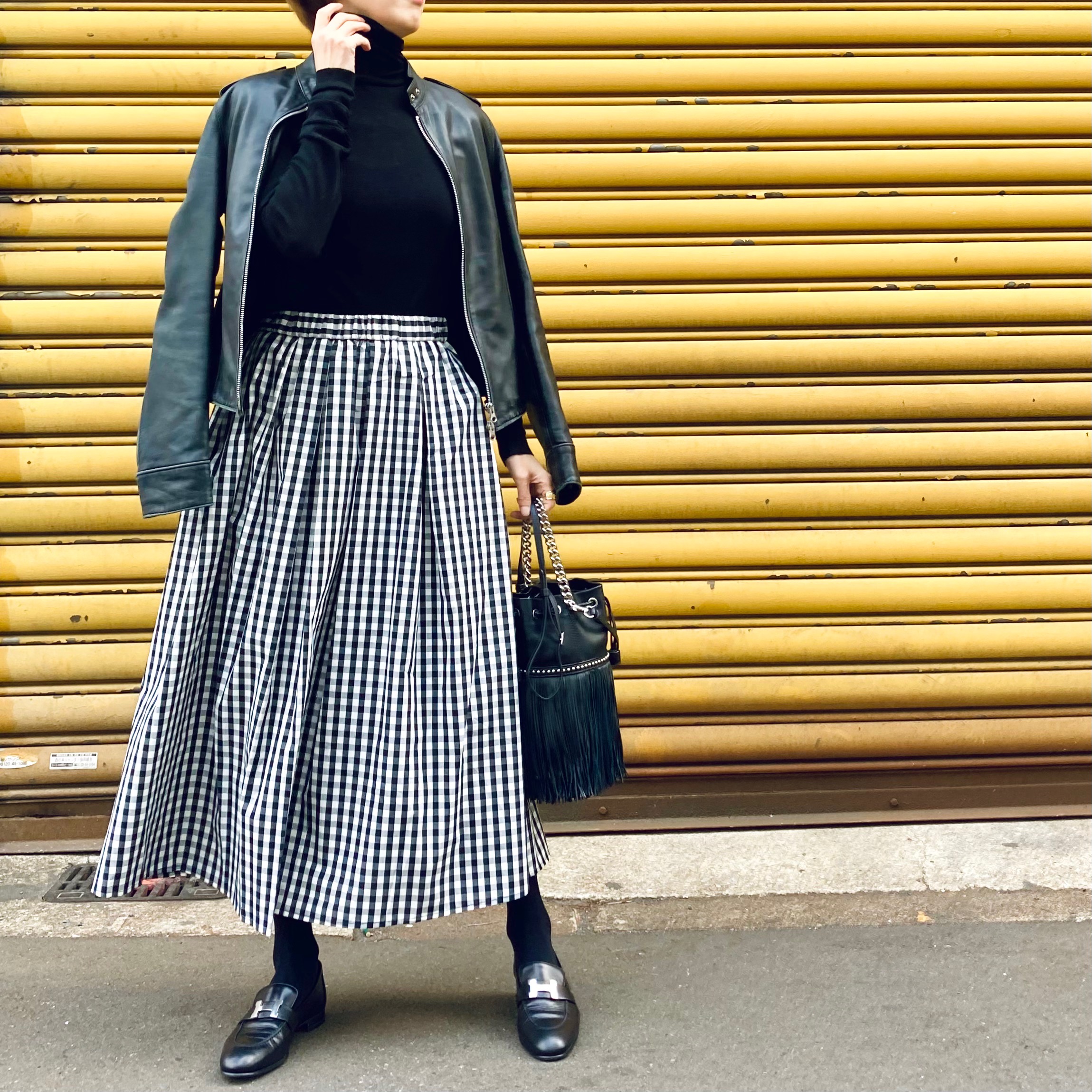 Seventen シースルーギンガムスカート ライトブルー M baxvel.com