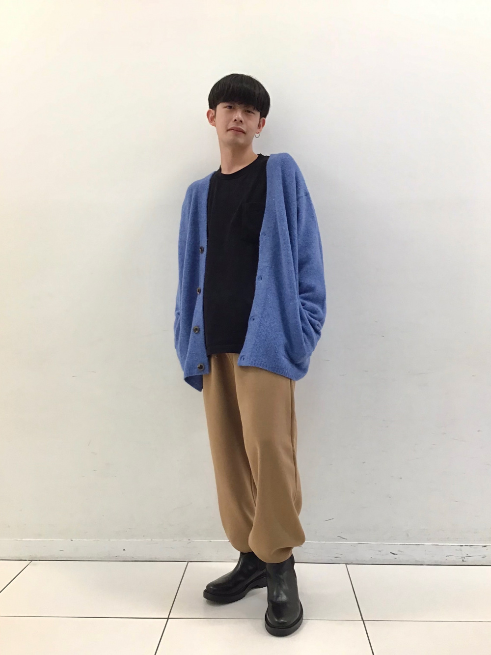 joker カーディガン メンズ チェック オーバーサイズ モヘア