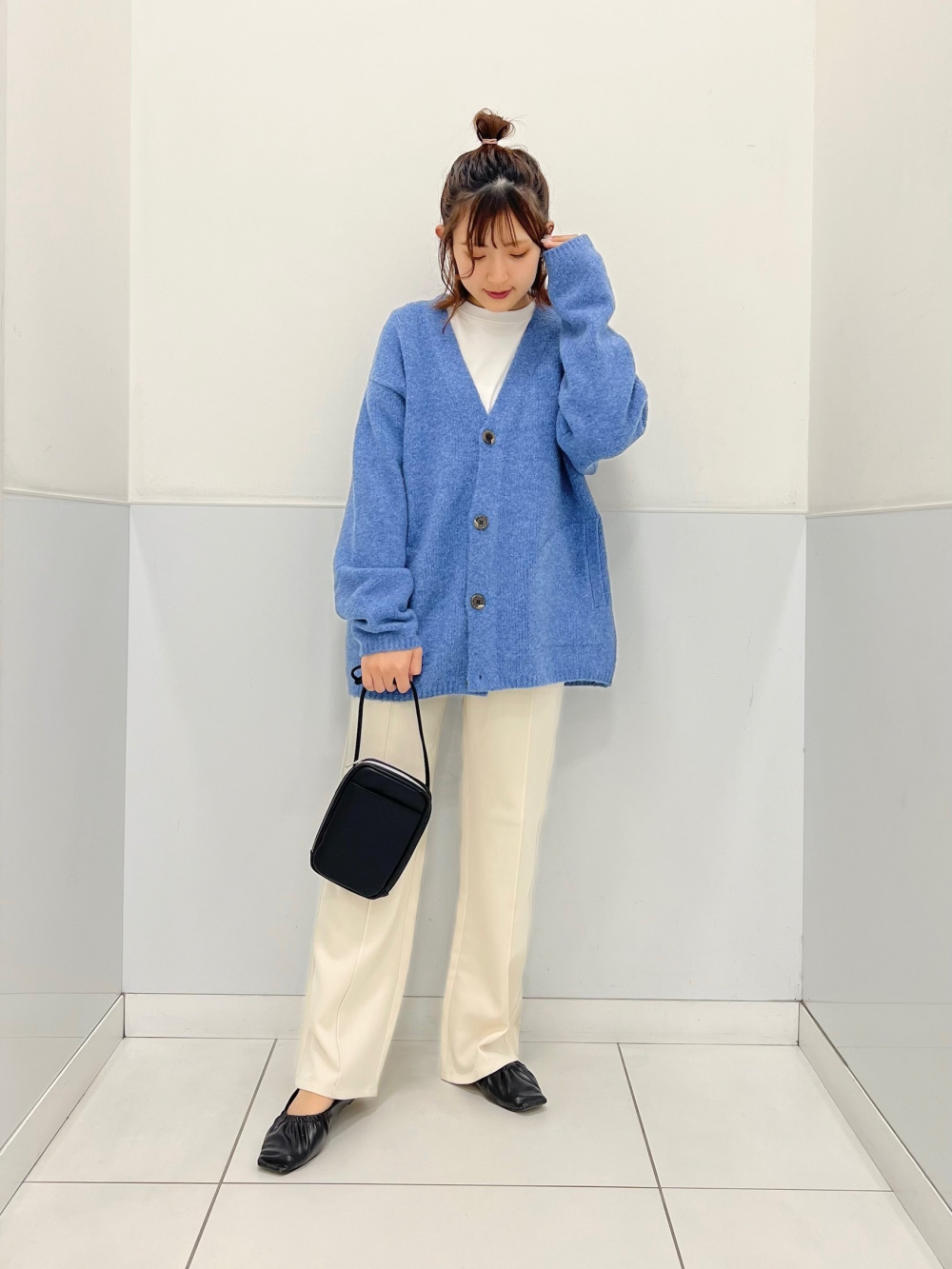 ボウタイブラウス(長袖)、バイカラーニットミニワンピース