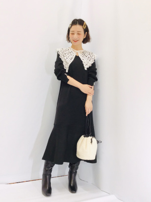 GU公式 | フレアヘムニットワンピース(長袖)Z