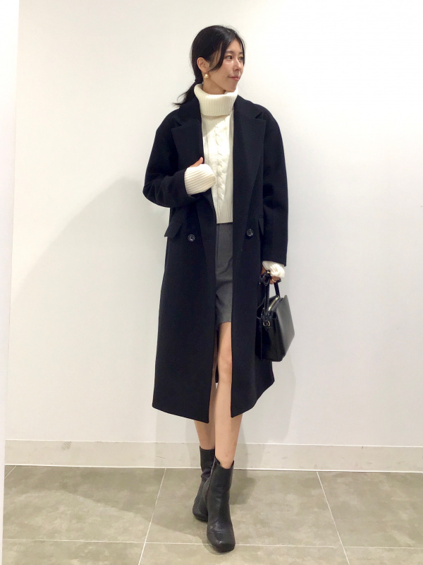 ニットメルトンテーラードコート（レディース）の着用コーディネート