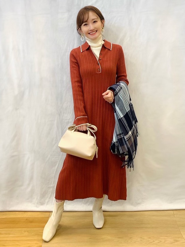 ワンピース ポロニットワンピース スキッパーポロニットワンピース