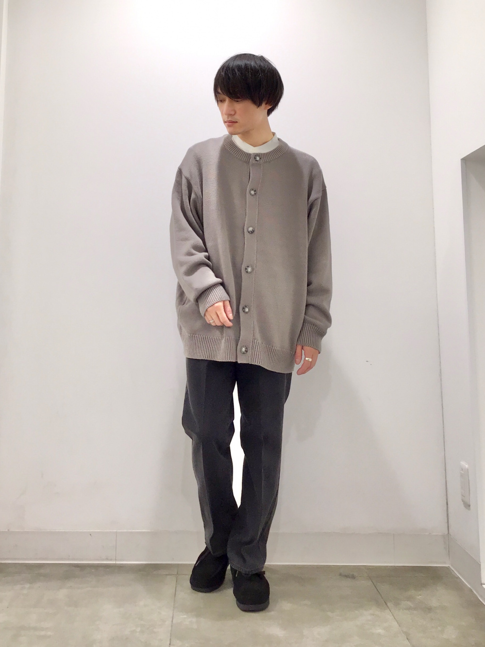 リラックスフィットバンドカラーシャツ(長袖)(セットアップ可能