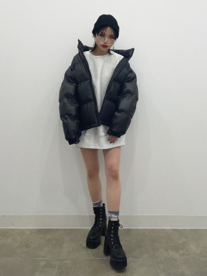 GU公式 | ヒートパデッドフェイクレザーブルゾン