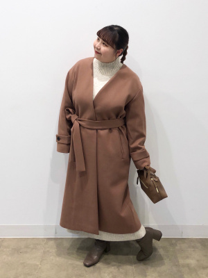 新品タグ付✨semoh/セモー ローブコート/ノーカラーコート　ニット/鍵編み GU公式 | ニットメルトンノーカラーコートZ