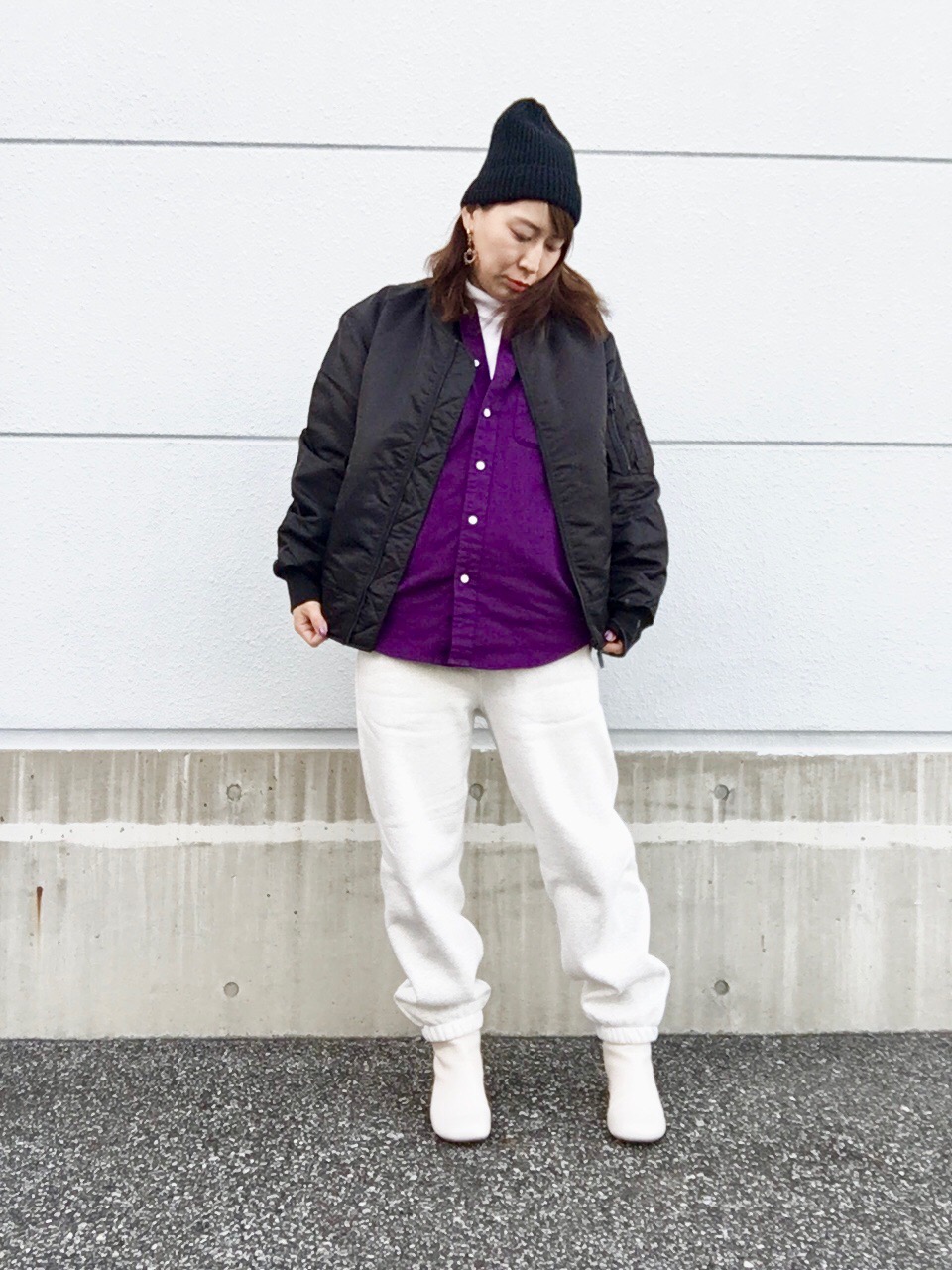 コットンクルーネックT(半袖)、ツイルオーバーサイズシャツ(長袖)」の