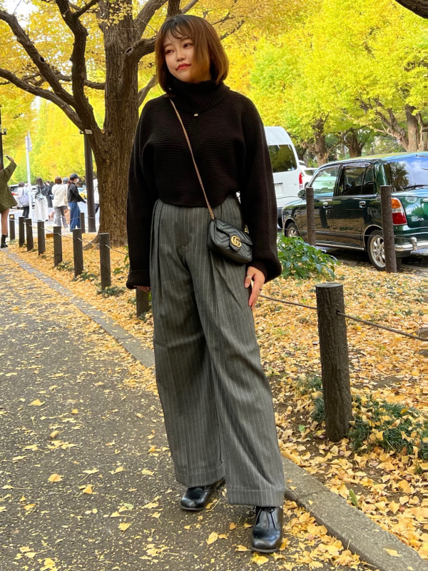 インタックワイドパンツ(ストライプ)A+EC(丈長め76.0～78.0cm