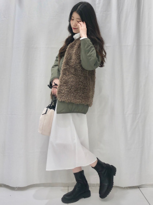 GU公式 | ウエストタックシャツワンピース(長袖)