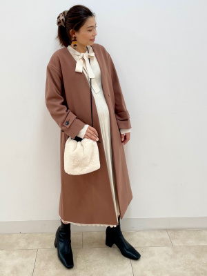 GU公式 | ボウタイニットワンピース(長袖)Z