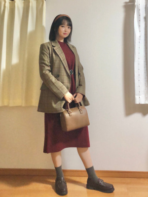 GU公式 | クルーネックニットワンピース(長袖)
