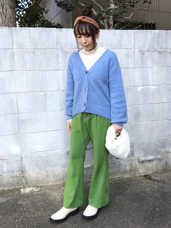 カットソーカラーフレアスラックス(丈標準67.0～71.0cm