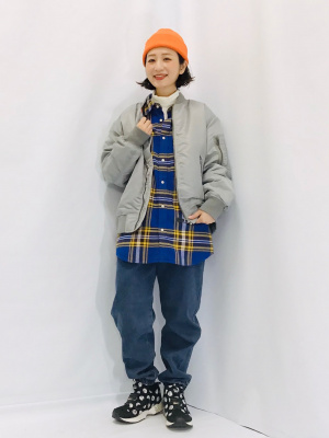 GU公式 | フランネルリラックスフィットシャツ(長袖)(チェック4)