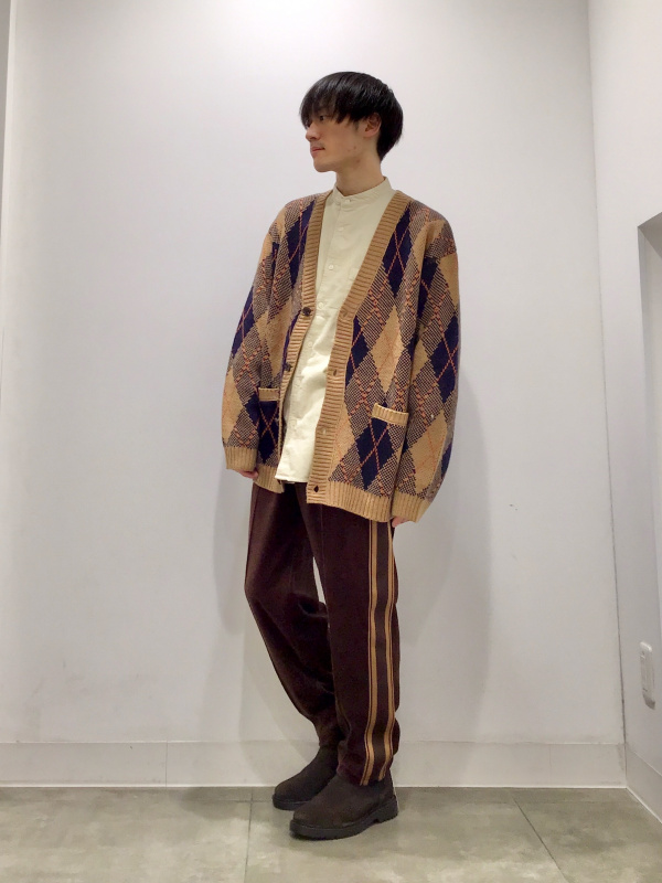 ローゲージアーガイルカーディガン(長袖)（メンズ）の着用