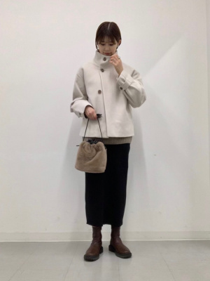 しまの GU公式 | ニットメルトンスタンドカラーショートコートZ+E