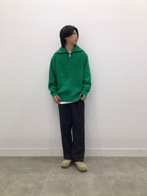 GU公式 | ローゲージハーフジップセーター(長袖)NT+E