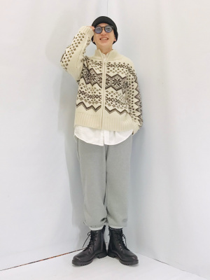 GU公式 | ノルディックニットブルゾン(長袖)YT+E