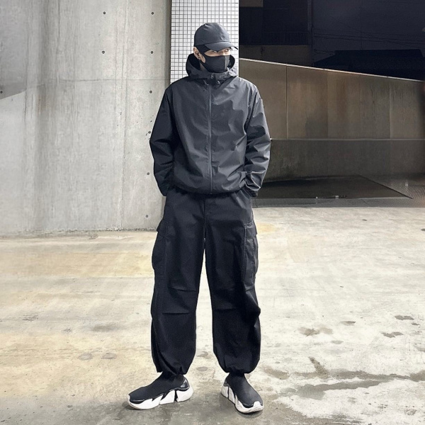 GU公式 スーパーワイドカーゴパンツ ジーユーGU メンズ ワイドカーゴパンツ カーキ