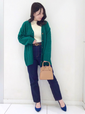 【ganguroko】新品 GU公式 | ケーブルオーバーサイズカーディガン(長袖)RS+E