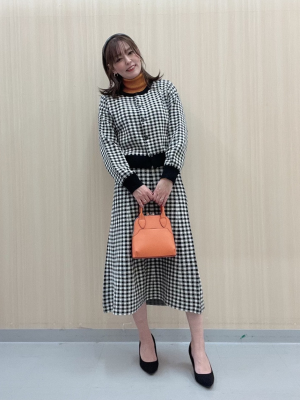 2WAYクロップドカーディガン(長袖)(チェック)(セットアップ可能