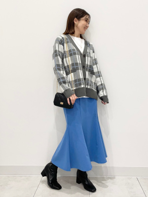 GU公式 | チェックボーイフレンドカーディガン(長袖)YT+E