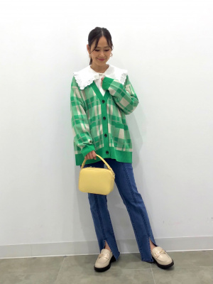 GU公式 | チェックボーイフレンドカーディガン(長袖)YT+E