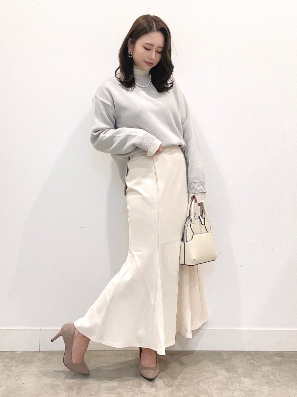 GUロング黒白ストライプパンツ&GU紺色長袖カ―デイガン(２枚セット) GU公式 | タックワイドパンツ(ストライプ)+EC(丈長め80.0cm)