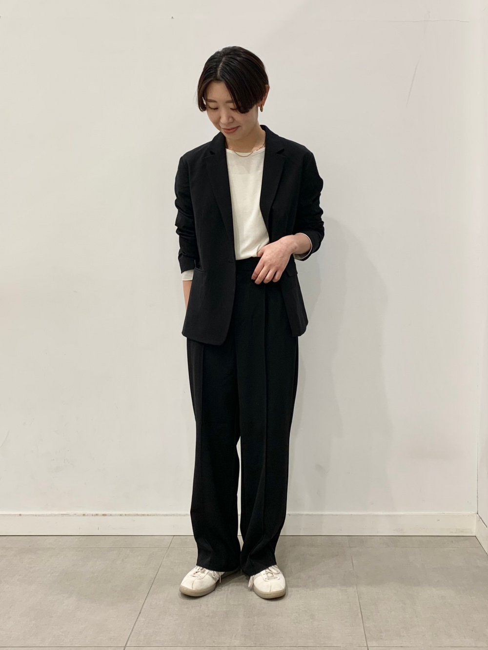 ウォッシャブルテーラードジャケットZ(セットアップ可能)」の着用
