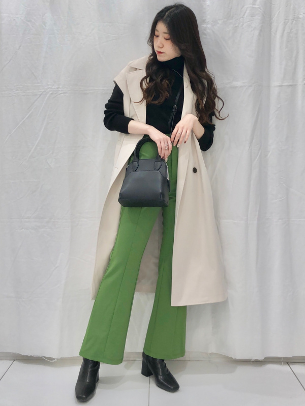 カットソーカラーフレアスラックス(丈標準67.0～71.0cm)（レディース