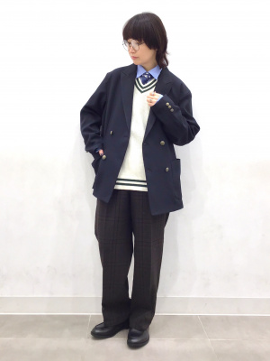 未使用級　大きいサイズXL　グッチ　紺ブレ　GG　金ボタン　ストライプ　2B 大きいサイズ XL】 GU ダブルブレストジャケット 紺ブレ 金ボタン