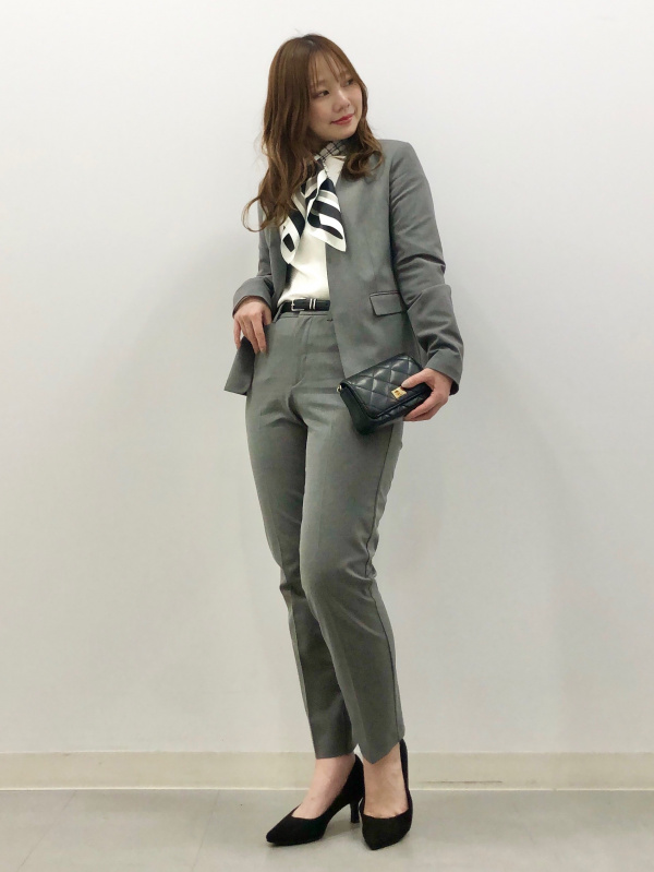 GU ウォッシャブルノーカラージャケット＋パンツ＋ブラウス＋ベルトセット ウォッシャブルノーカラージャケットZ+E(セットアップ可能
