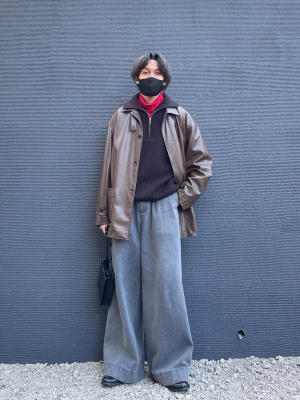 GU公式 | ローゲージハーフジップセーター(長袖)NT+E