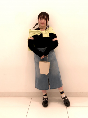 e passセット　おまけ付き GU公式 | デニムアシンメトリーウエストミディスカートYT+E