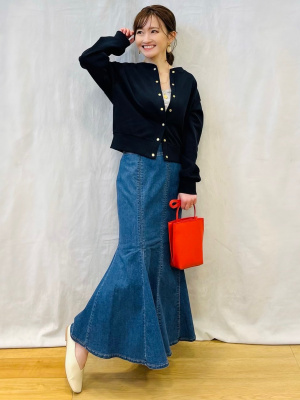 英国製  Mist Rose 瑞々しいフローラル❁﻿プレート GU公式 | ステッチマーメイドロングスカート(丈標準86.0～93.0cm)