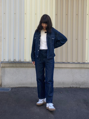 GU公式 | デニムバギースラックス+EC(丈長め77.0cm