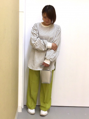 GU公式 | ミニ裏毛オーバーサイズT(長袖)(ボーダー)+E