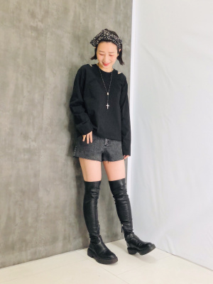 GU公式 | デニムクラッシュショートパンツOSB+X