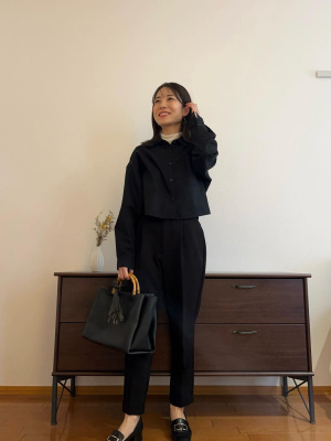 BRIEFING ブラックパンツ Sサイズ GU公式 | ストレッチテーパードパンツ+EC(丈長め70.5cm)