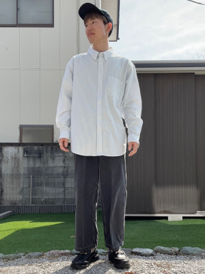 GU公式 | オックスフォードシャツ(長袖)(ストライプ)