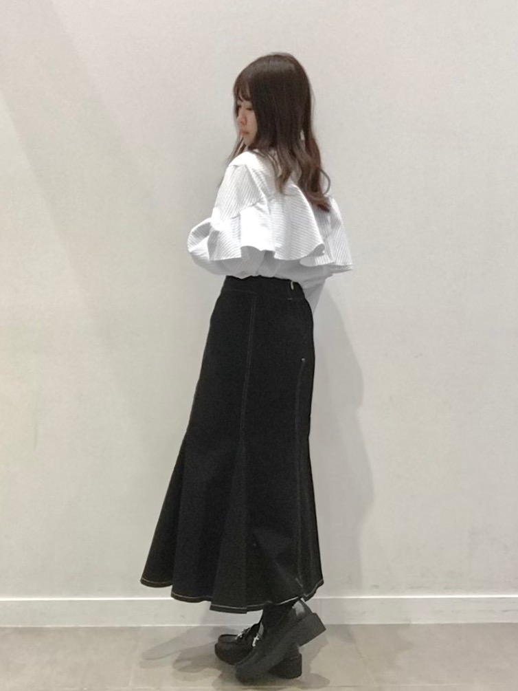 ラッフルスリーブブラウス(長袖)Q、ウォッシャブルテーパード
