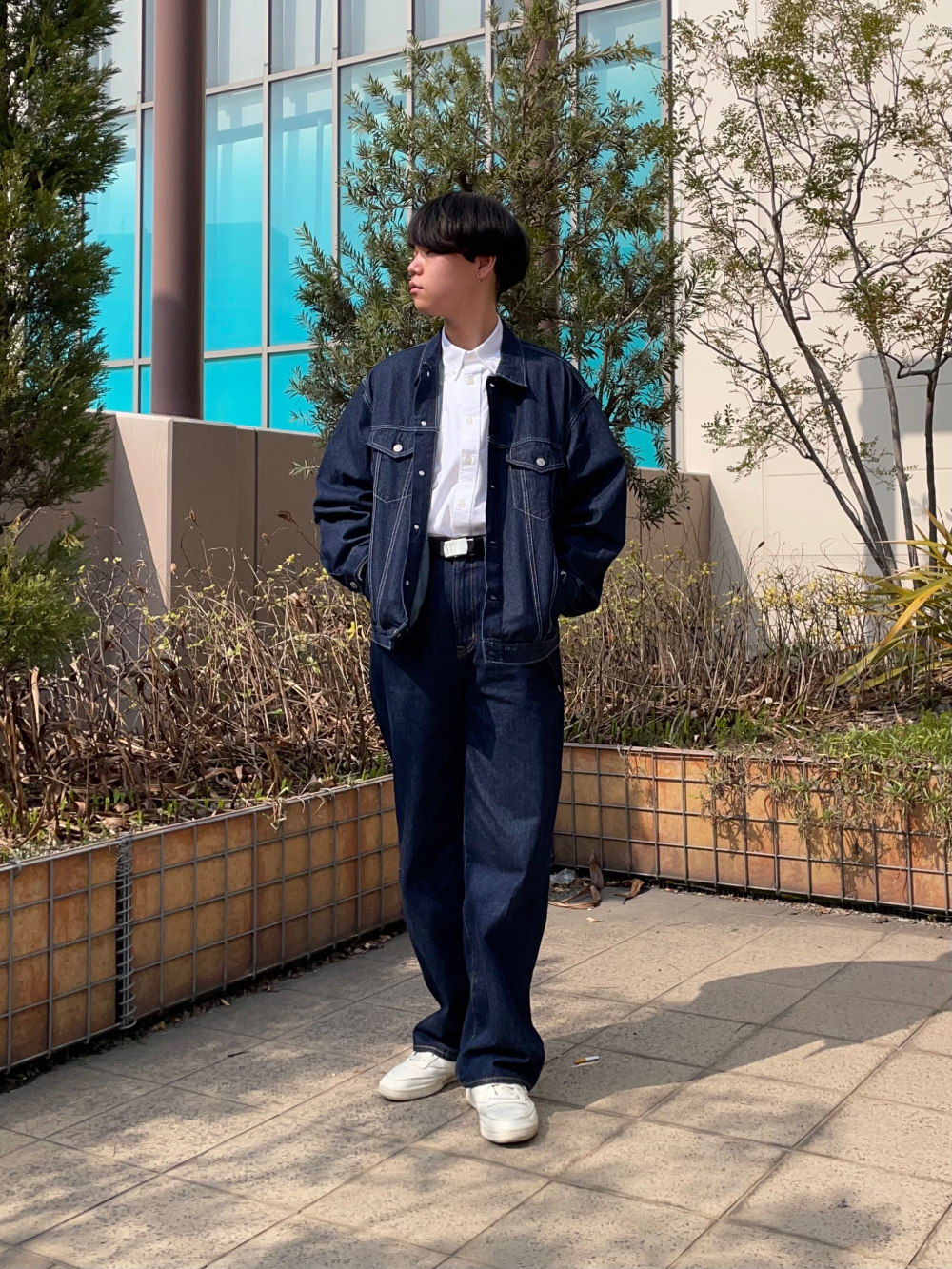 デニムオーバーサイズジャケット(セットアップ可能)、オックスフォード