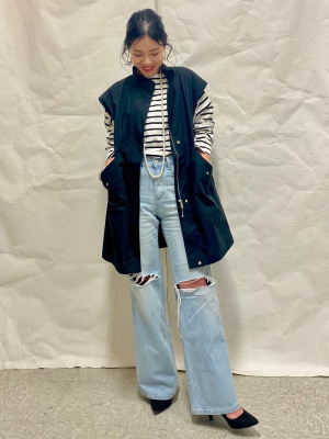 ミュージック gu..... GU公式 | クラッシュワイドフレアジーンズYT+X