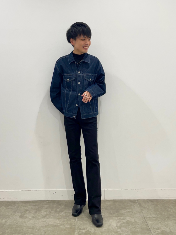 ミドルライズフレアジーンズA+EC(丈長め83.0cm)（レディース）の着用