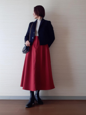 GU公式 | ハイウエストフレアミディスカート(丈標準83.0～87.0cm)